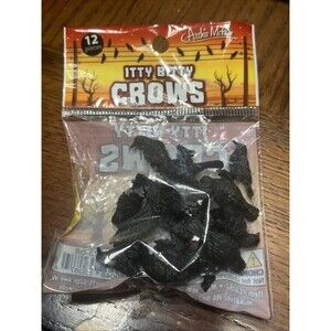 Itty Bitty Black Crows (Bag of 12) - Realistic Bird Figurines - Archie McPhee